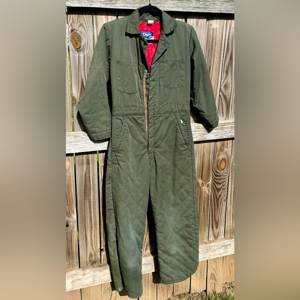 Green Utility Overalls with Sturdy Cotton Blend